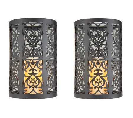 S/2 Mirror Wall Sconces with Flameless Candles w/Timer by Valerie QVC.com